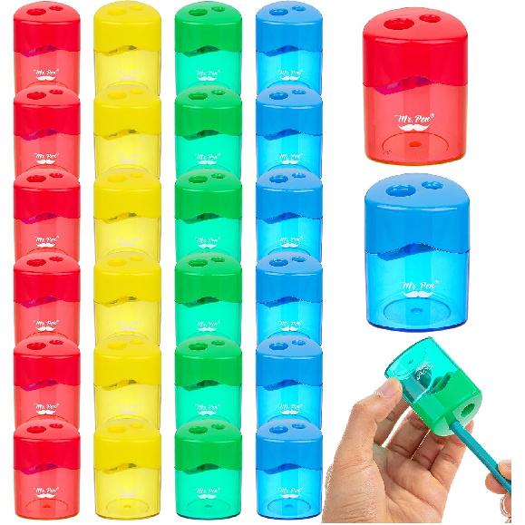 Mr. Pen- Pencil Sharpeners Manual, 24 Pack, Dual Hole, Colorful Pencil Sharpeners Handheld Pencil Sharpener Bulk