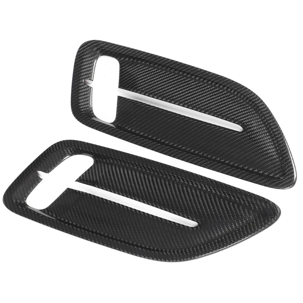 2 Pcs Engine Hood Air Vent Cover Carbon Fiber Front Upper Bonnet Hood Air Outlet Cover Replacement for Kia Stinger 2018 to 2023 Glossy Black