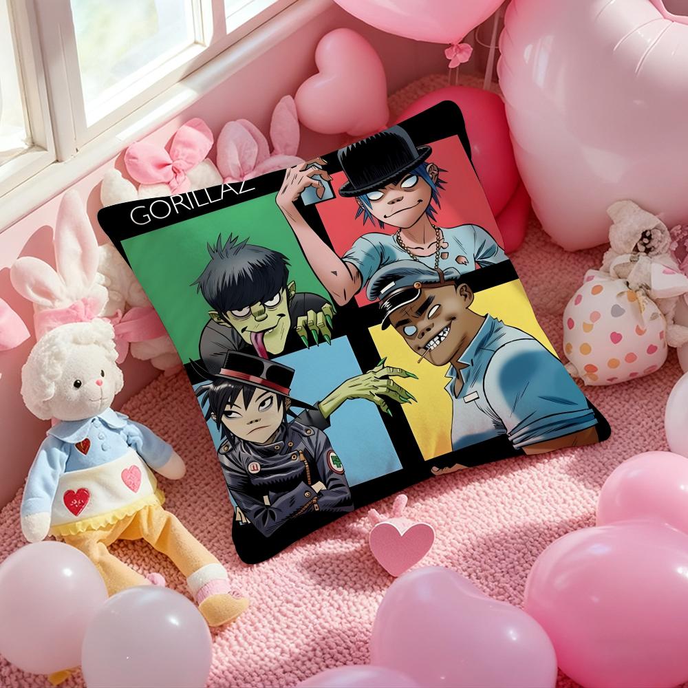 Prints G-Gorillaz Music Cushion Cover Pattern Printed Pillowcase for Living Room Sofa Cushion Cover & Bedroom Decor 12x12Inch