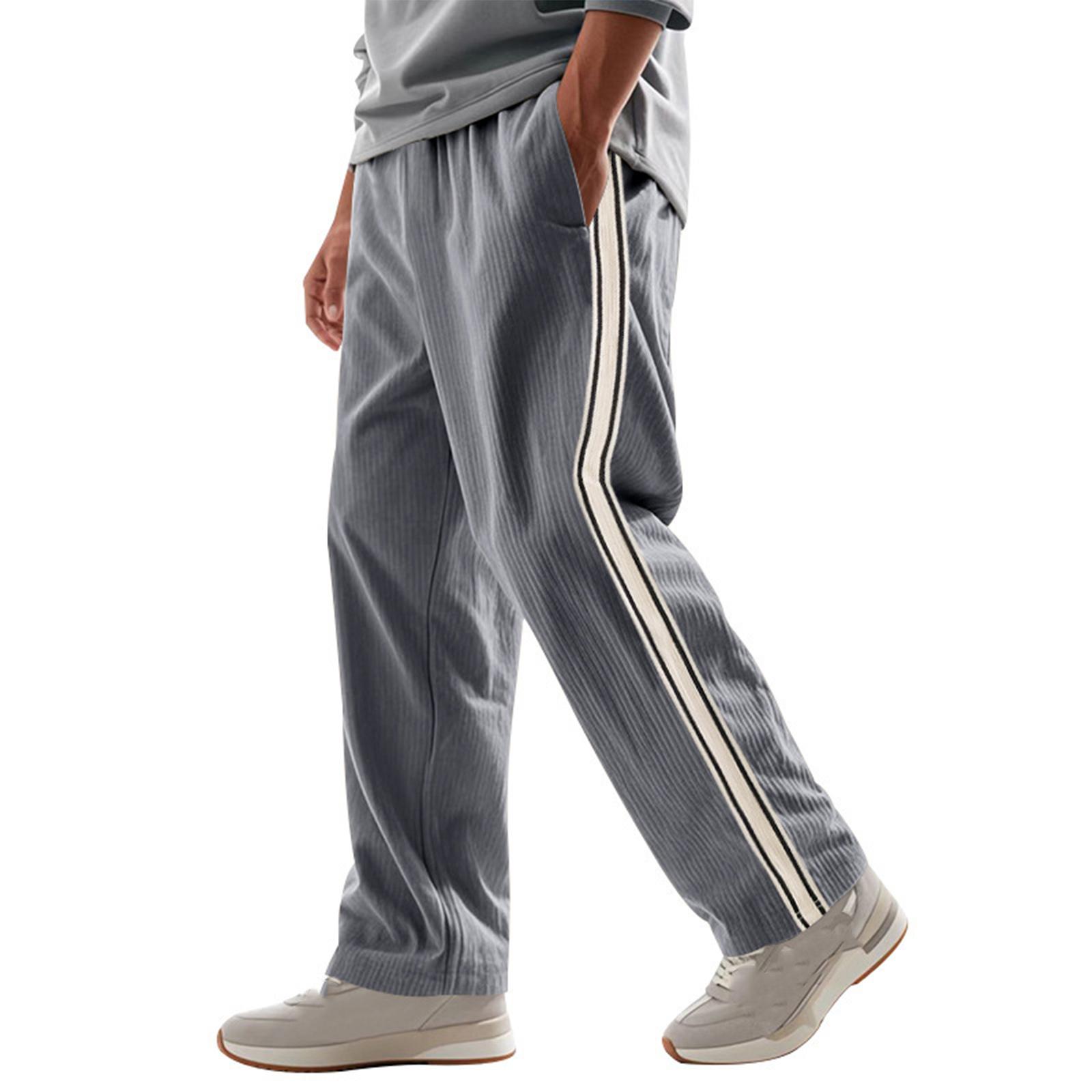 Мужские американские повседневные свободные вельветовые спортивные брюки с двойной строчкой XXXL