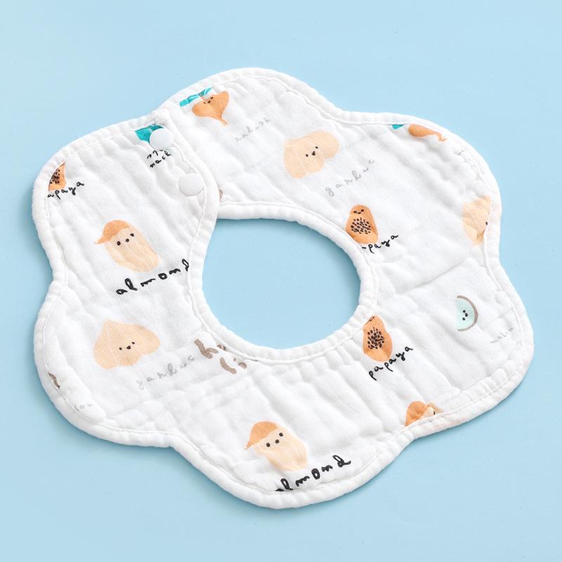 Pure Cotton 360° Baby Saliva Bib - Six-Layer Petal Design