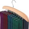 Tie Rack Tie Hanger 24 Hooks Wooden Tie Organizer, Tank Top Hanger, Belt Organizer For Closet,With Upgraded 360°Rotating, Belts