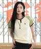 RuNaKi'Hu' Wxk019 Dot Raglan Color Block Short Sleeve Knit (Ivory)