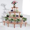 4 Tiers Pine Wood Corner Flower Pot Stand Plant Display Shelf Garden Decor (Natural Wood)