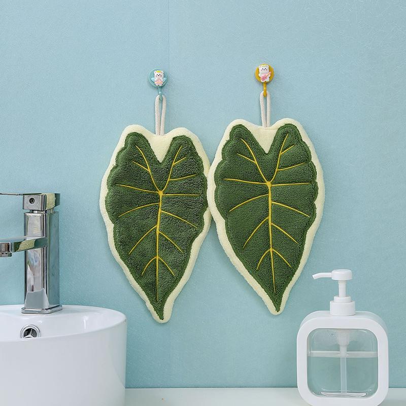 Green Plant Handkerchief Hand Towel Kitchen Towels Hanging Cleaning Towel Super Absorbent Bathroom Kitchen Accessories