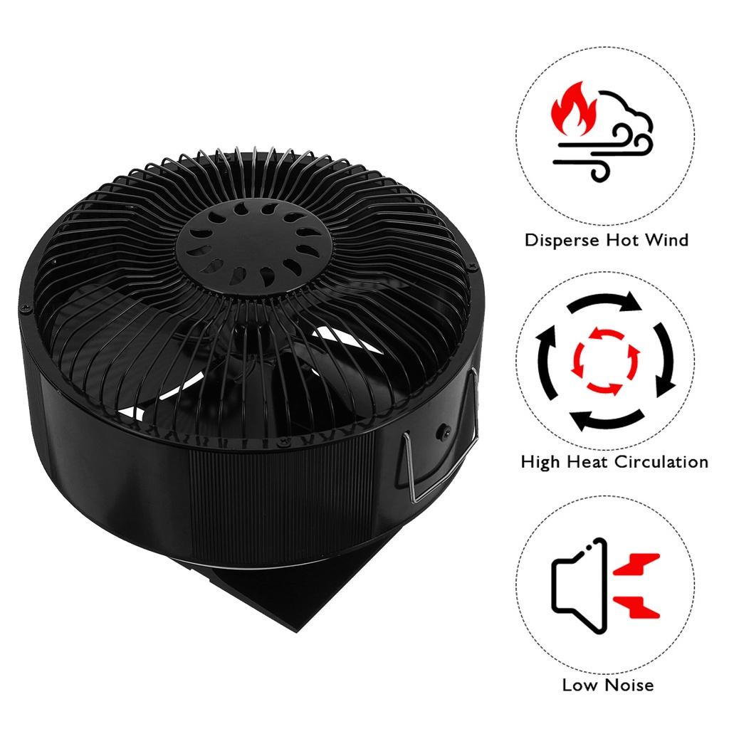 Green 5 Blades Heat Powered Stove Fan Log Wood Burner Quiet Free-standing Home Fireplace Fan Efficient Heat Distribution New