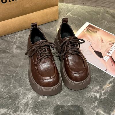 Fashion Women's Fashion Flat Shoes Spring New Round Head Deep Mouth Front Strap Thick Sole Anti-slip Wear-resistant Single Shoes