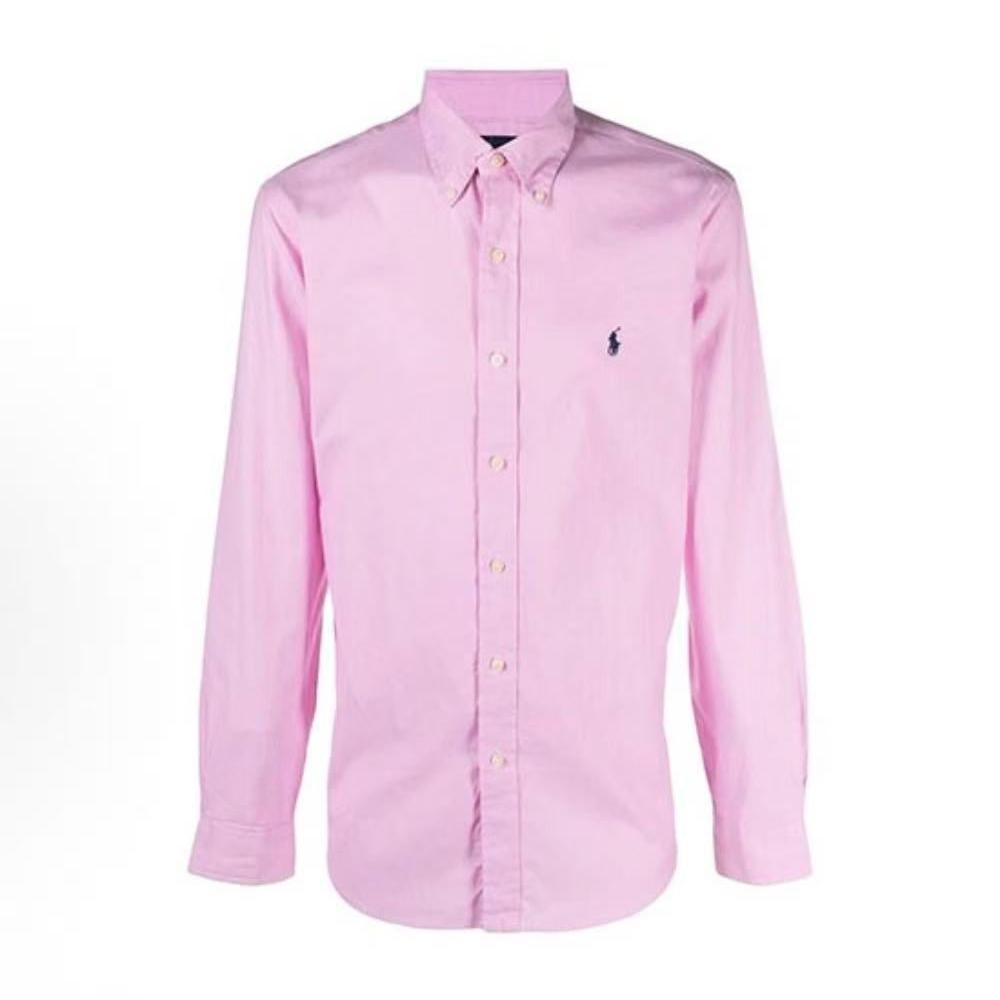 

Polo Ralph Lauren SS22 Хлопковая рубашка с длинным рукавом и логотипом Мужские рубашки Розовый 710867107005CARMEL L