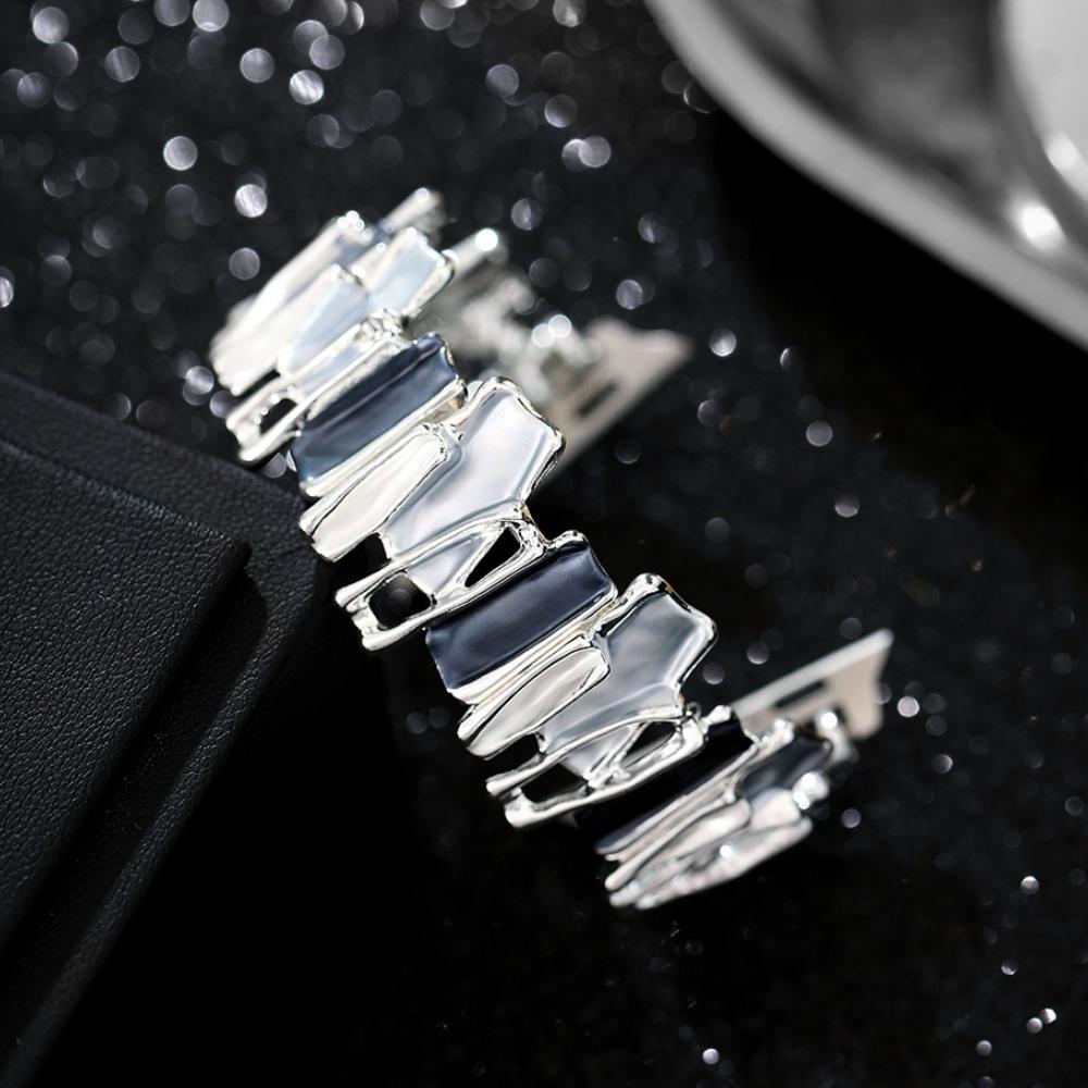 Dopamin Armband für Apple Watch 9 8 7 6 5 4 SE UItra 2 Geometrisches Damen Metall Elastisches Armband für iWatch 42mm 40 38 41 49 45 44mm