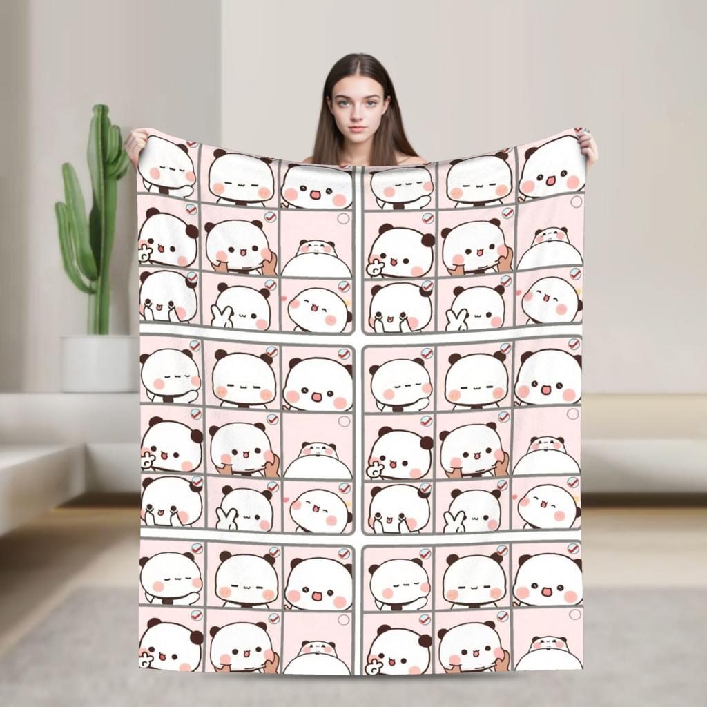 Cartoon Panda Bubu Dudu Blanket Fleece Spring Autumn   Multifunction Warm Throw Blanket for Home Bedroom Plush Thin Quilt