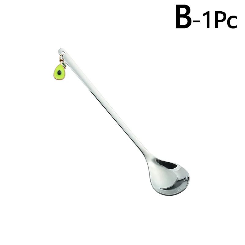 Edelstahllöffel Rührlöffel mit Fruchtanhänger Kaffeemischlöffel Dessertlöffel Tischdeko Partygeschenk Küchenwerkzeug