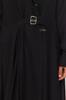 Women's Fashion New Hijab Dress Black Linen Look Woven Dress with Belt Detail on the Front