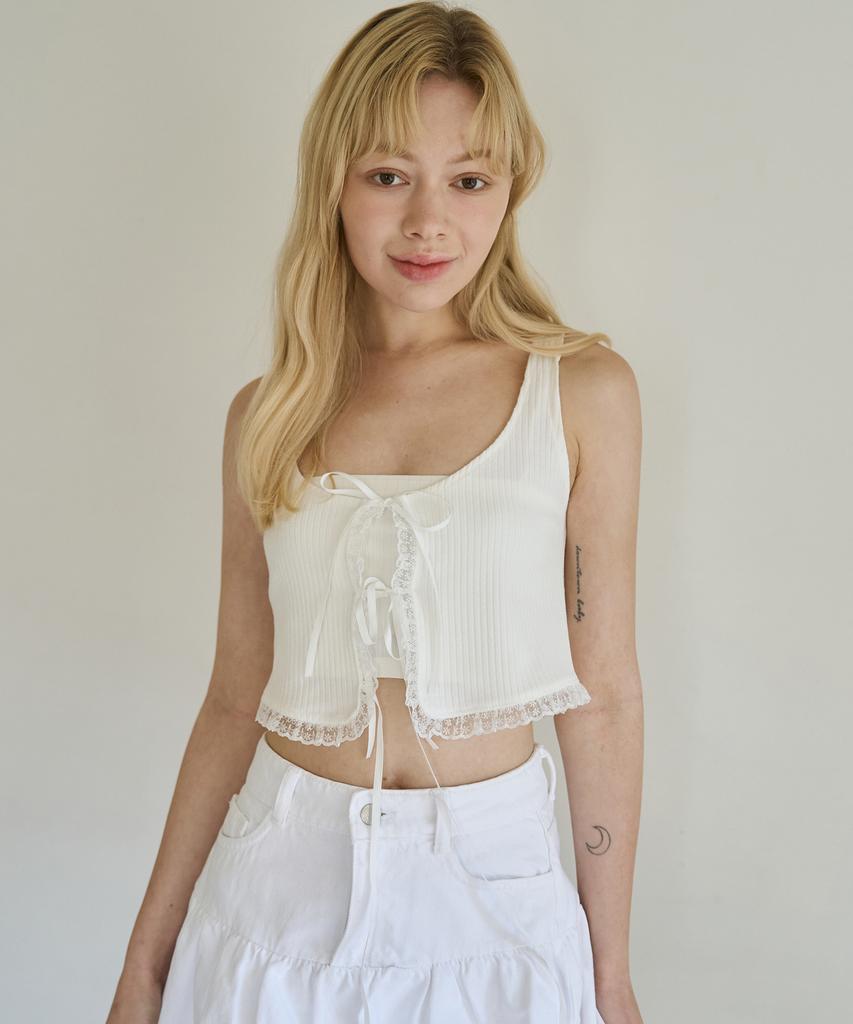 5OML Knit Lace Top (White)