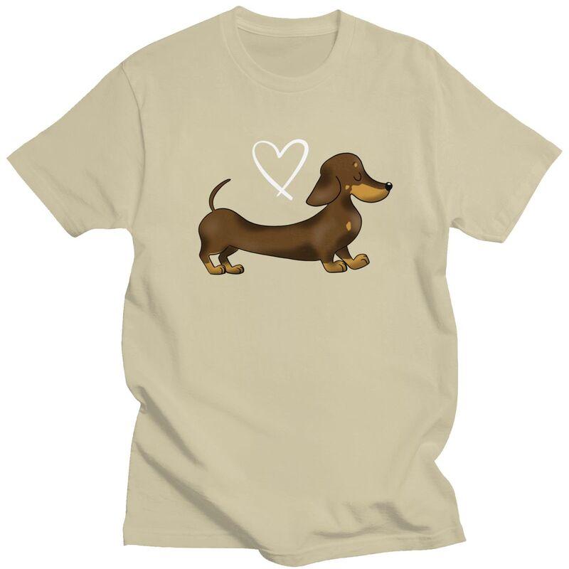 Custom Dachshund Love T Shirt for Men Tshirt Leisure Tees Short Sleeves Wiener Badger Sausage Dog Tshirts Slim Fit Clothing