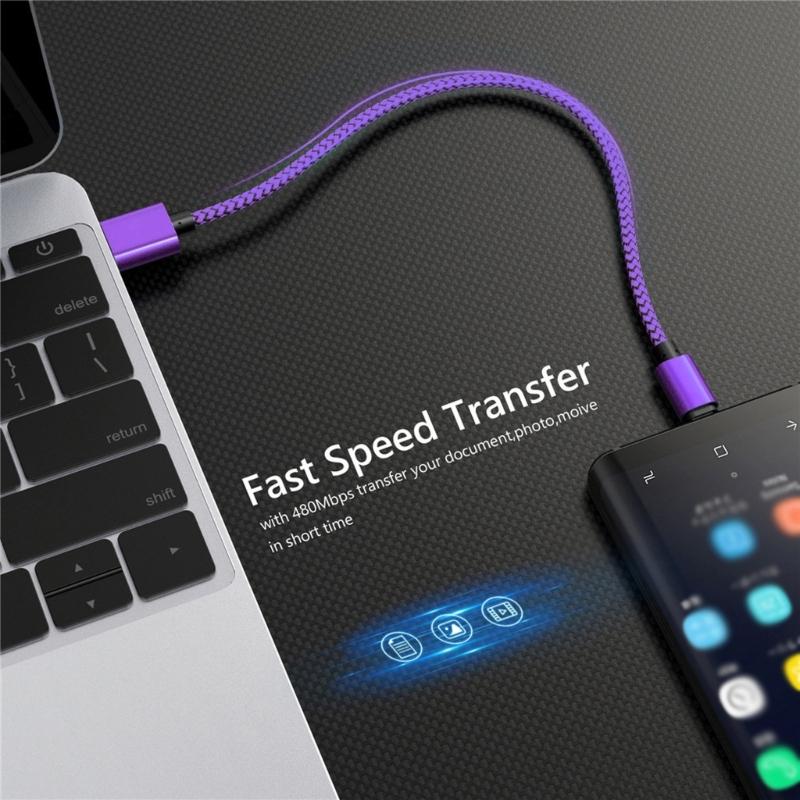 Soft Braided Nylon USB C Charging Cable Rapid Charge Compatibles Smartphones Tablets Earphones Power Adapters