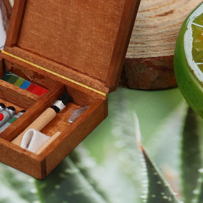 1:12 Dollhouse Miniature Artist Paint Pen Wood Box Toys For Dolls For Kids Gift