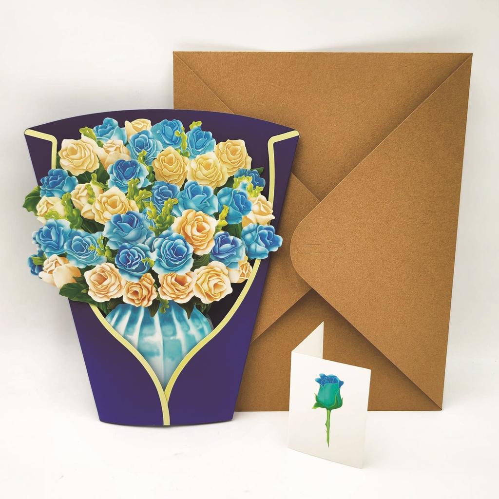3D Pop Up Flower Greeting Card Creative Mother's Day Paper Multi-Style Thank You Postcard for Valentines Day Birthday Gift