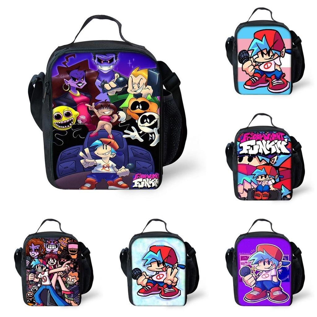 Funkin Night Friday Fnf Lunch Bags Thermal School Handbag For Kids Single Strap