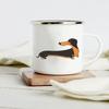 Lustiger Dackel-Druck Kreative Emaille-Tasse Kaffee-Weintassen Cartoon-Hunde Pfote Party-Getränk Bier Saft Milch Tassen Geschenke für Liebhaber Hund