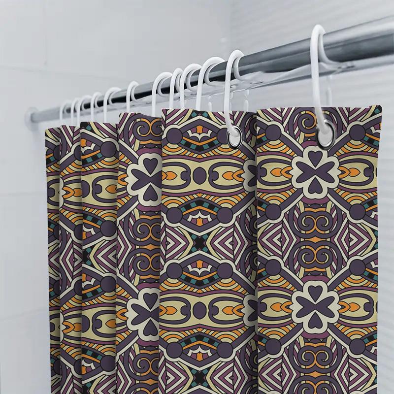 Modern Boho Shower Curtain Purple Gold White Decorative Bathing Room Waterproof Fabric Perfect Fit For Bathtub Doors In Bathroom