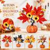 Artificial Pumpkin and Maple Leaf Centerpiece Autumn Harvest Festival Decorative Arrangement for Halloween Scene Setup Display