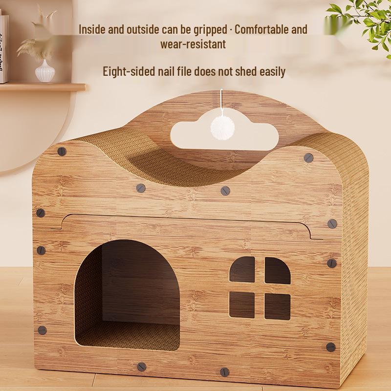 Wear-Resistant Vertical Cat Scratching Board & Bed – All-Season Corrugated Paper, Multi-Sided, No Debris