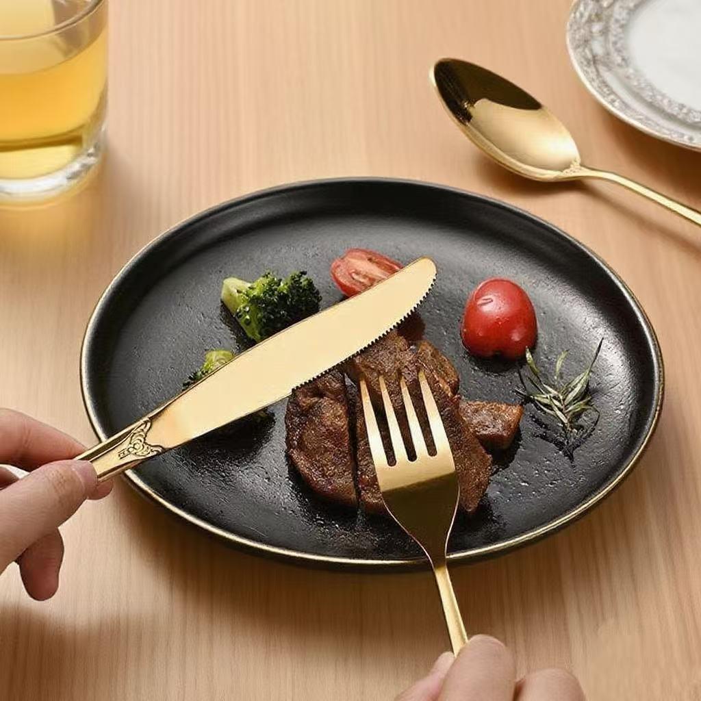 Königspalast Geprägtes Edelstahl-Besteckset: Messer, Gabel, Löffel - Elegante Esskollektion