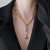 Trendy Adjustable Paperclip Necklace Exquisite Elegant Sweater Chain Necklace Chic Simple Clavicle Chain Necklace Party Matching