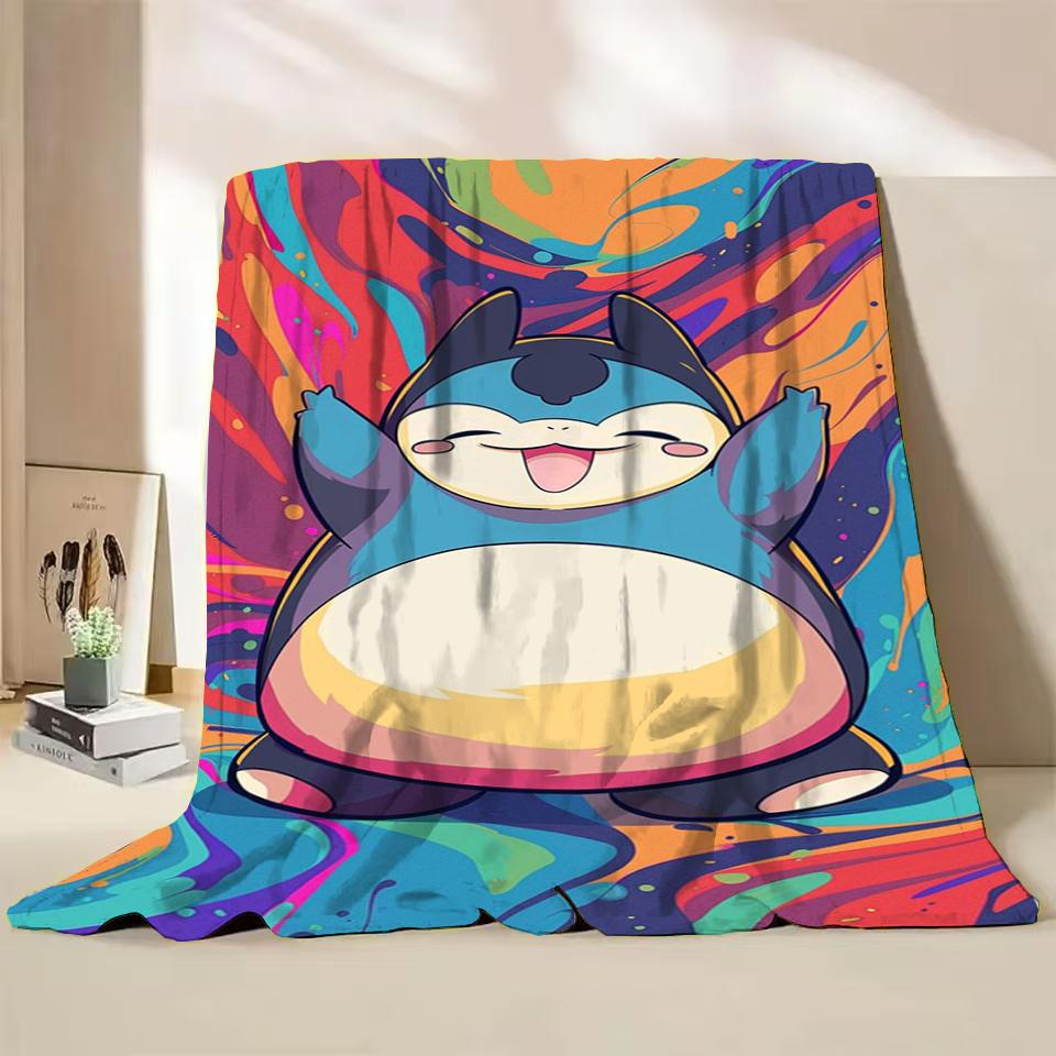 Pokemon Snorlax Flanelová Nadýchaná Fleece Deka pro Domov Ložnici Postel Pohovku Kancelář Dětská Přikrývka Dospělá Měkká Deka Dětský Roztomilý Dárek