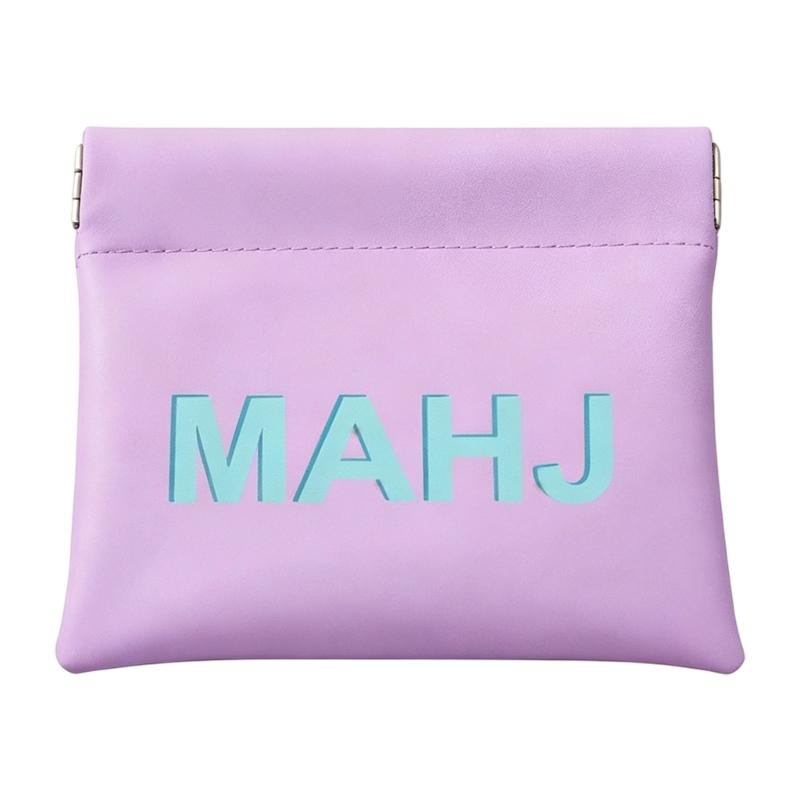 PU Leather Mahjong Score Card Pouch with Auto-Close Spring Frame, Small Storage Case for Home Table Use and Travel