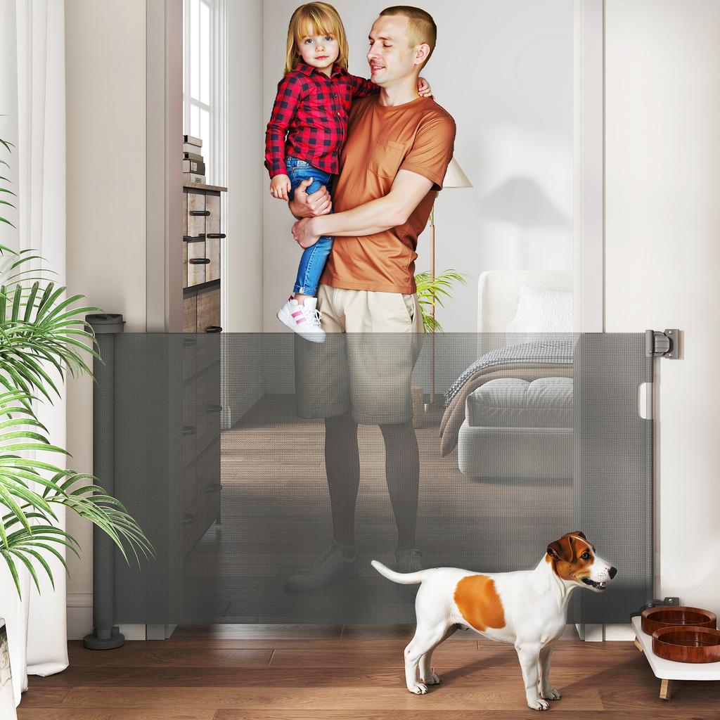 Stair Safety Gate Extendable 0-136cm 87 cm High Door Safety Gate for Pets 142 x 10 x 87 cm Grey
