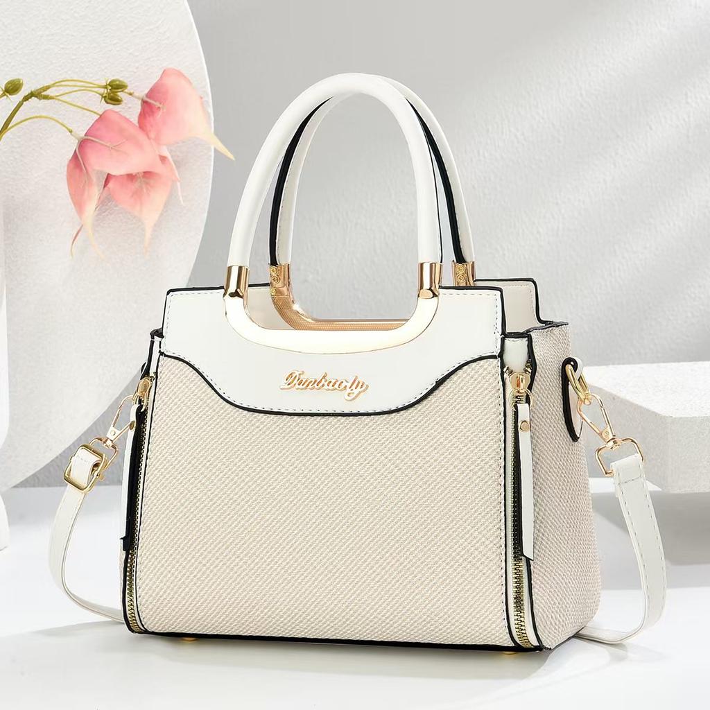 New Canvas Splicing Fashion Handbag High Appearance Level Large Capacity All-in-one Shoulder Bag Canvas Texture Female Bag