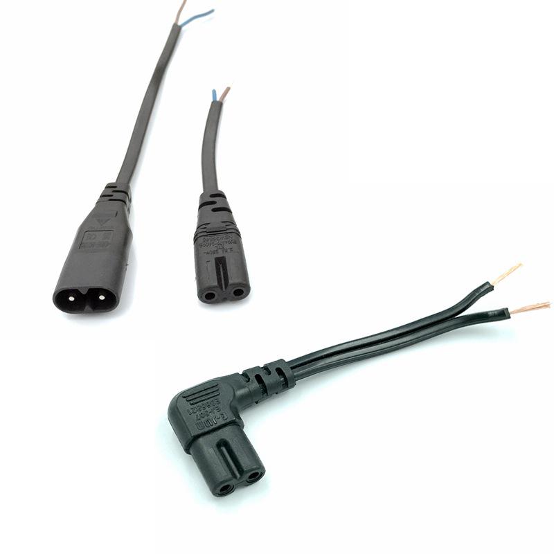 IEC-C7 to C8 Right Angle Power Cord, 90° Elbow, L-Shaped Figure-8 Male Cable