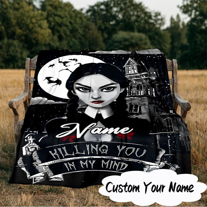 Custom Name Nightmare Addams Blanket Ideal Bedding Blanket Perfect for Travel, Camping, Living Rooms, Offices, Sofas, Fan Christmas gift