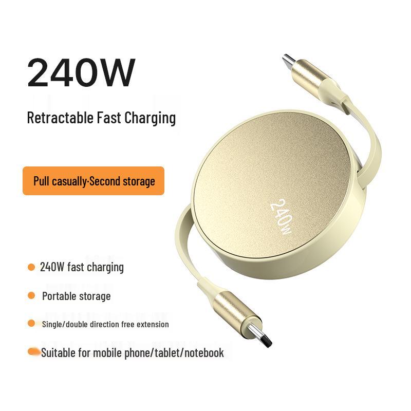 Retractable Dual-Head Fast Charging Cable for Apple & Huawei with Custom Logo