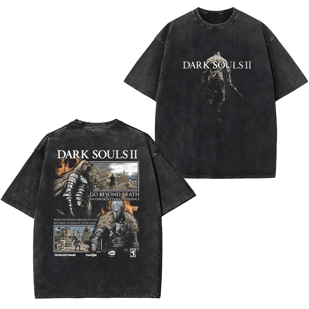 Vintage Baumwolle Spiel Print Gewaschenes T-Shirt Amerikanische Straße Trendige Marke Herren Damen Übergröße Kurzarm HipHop Tee Tops Sommer