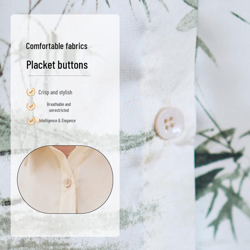 Qianlian Sommer Oberteil im chinesischen Stil mit Aufdruck und Kragen für Frauen mittleren Alters