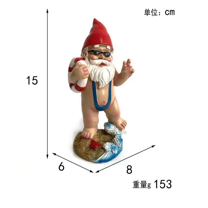 Cross-Border Ocean Wave Surfing Dwarf Decoration Ornament Marine Design Dwarf Gnome Elf Lifebuoy Home Garden
