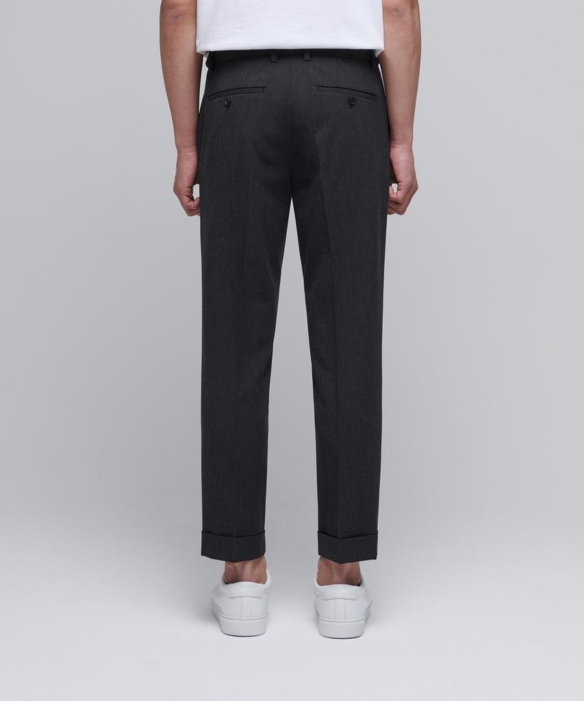 MUSINSA STANDARD Tapered Turn-Up Hidden Banding Crop Slacks [Charcoal Gray]