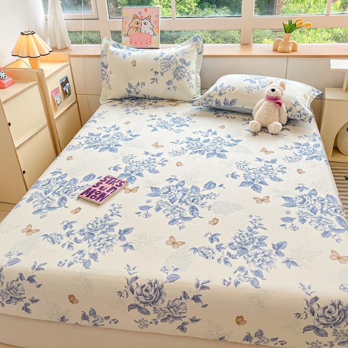 Floral Printed Mattress Cover Cotton Soft Single Queen King Size Bed Sheet Household Bedding No Pillowcase