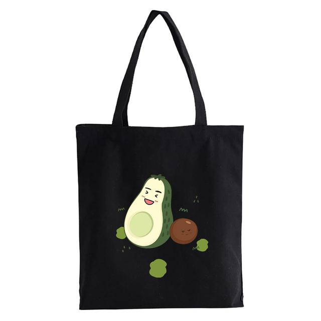 Cartoon avocado Print Canvas Shopping Tote Bag Reusable Women Shopper Bag Fashion Kawaii Female Eco Handbag