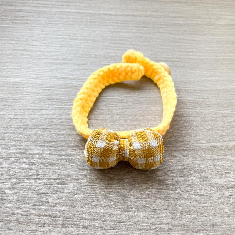 Pet Cat Collar Handwoven Crocheted Finished Dog Scarf Cute Plaid Bow Neck Jewelry Pet Christmas Gift