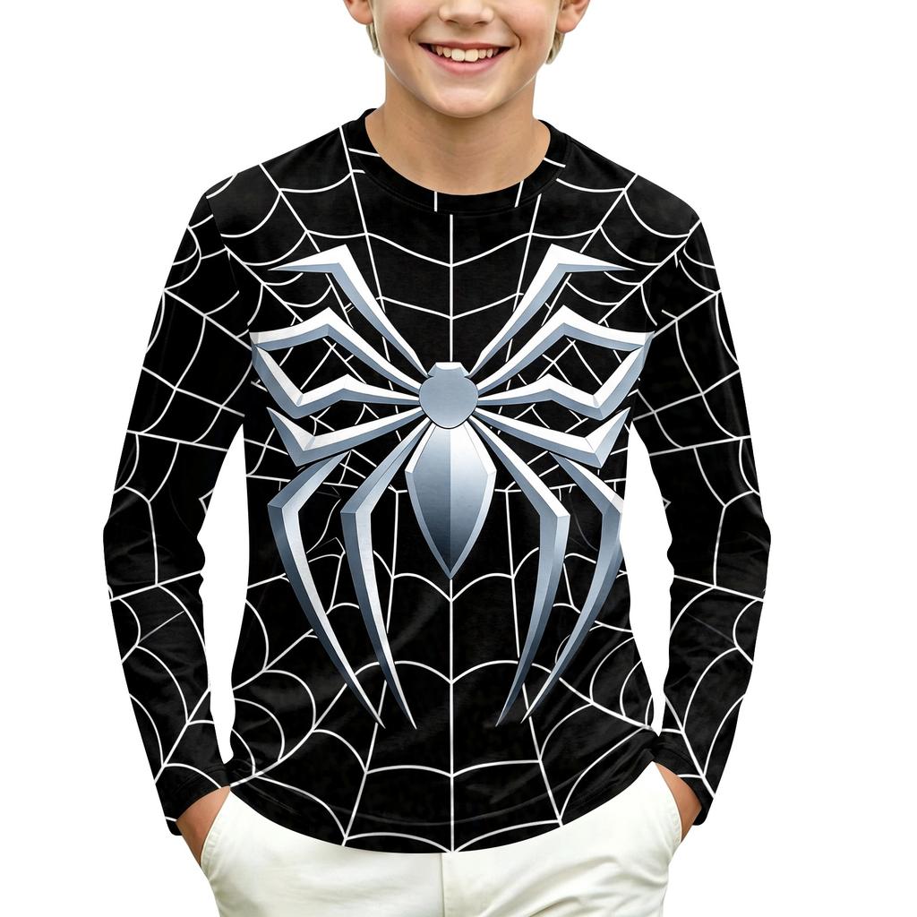 Children's Long Sleeve Round Neck Printed T-Shirt for Daily Casual Wear