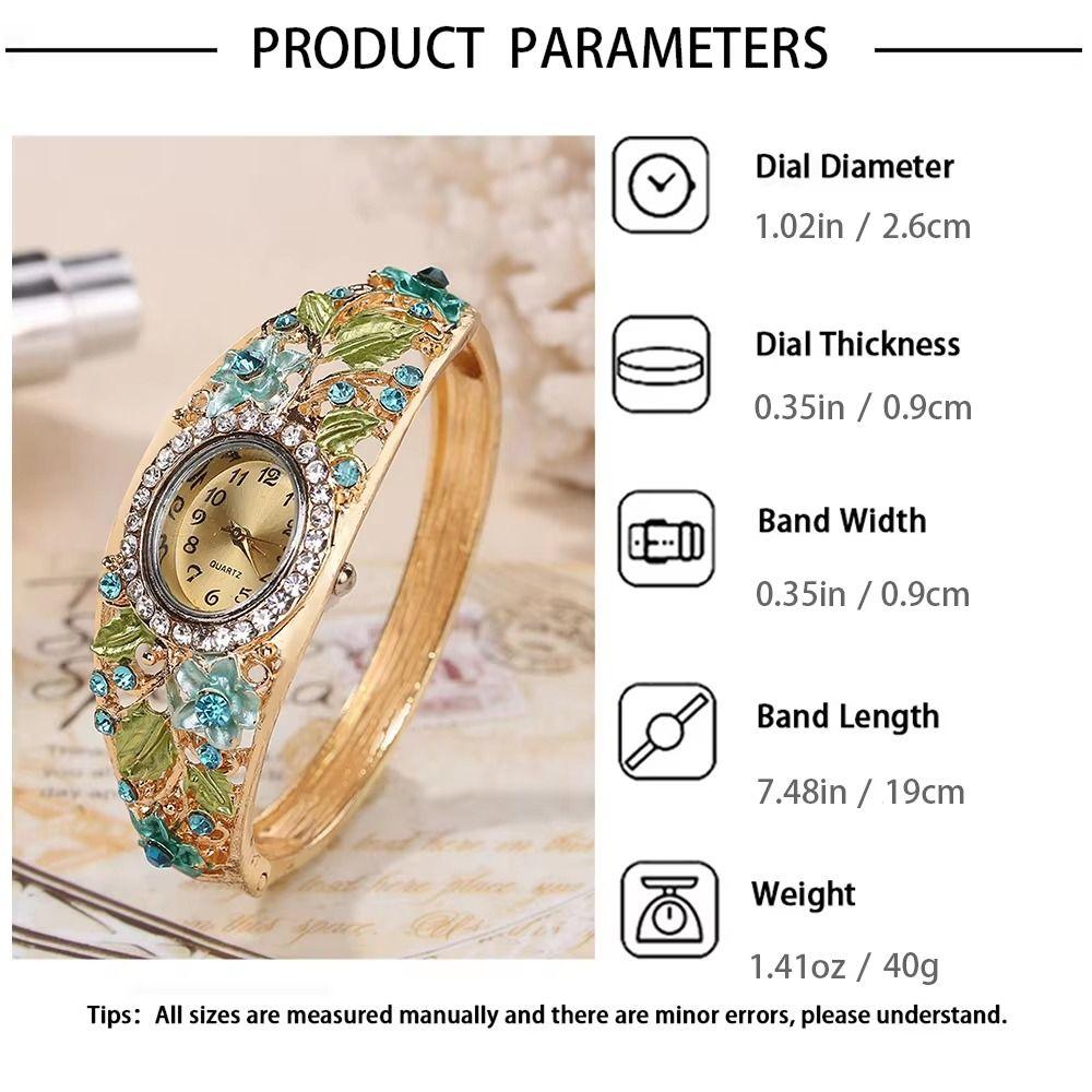 Retro Flower Butterfly Watch Quartz Movement Floral Watch Set  Evening Party
