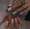 Hochwertige tragbare künstliche Nägel im Mandel-Nude-French-Stil – mittellange und lange Nagelspitzen