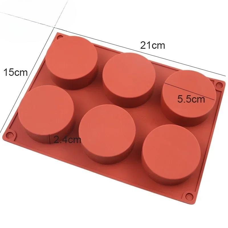 New 6 Cavity Cylinder Silicone Cake Mold For Cookies Making 3D Handmade Kitchen Reuse Baking Tools Decorating Mousse Mould
