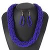 Bohemian Style European Colorful Multi-layer Rice Beads Handmade Woven Necklace Earrings Set