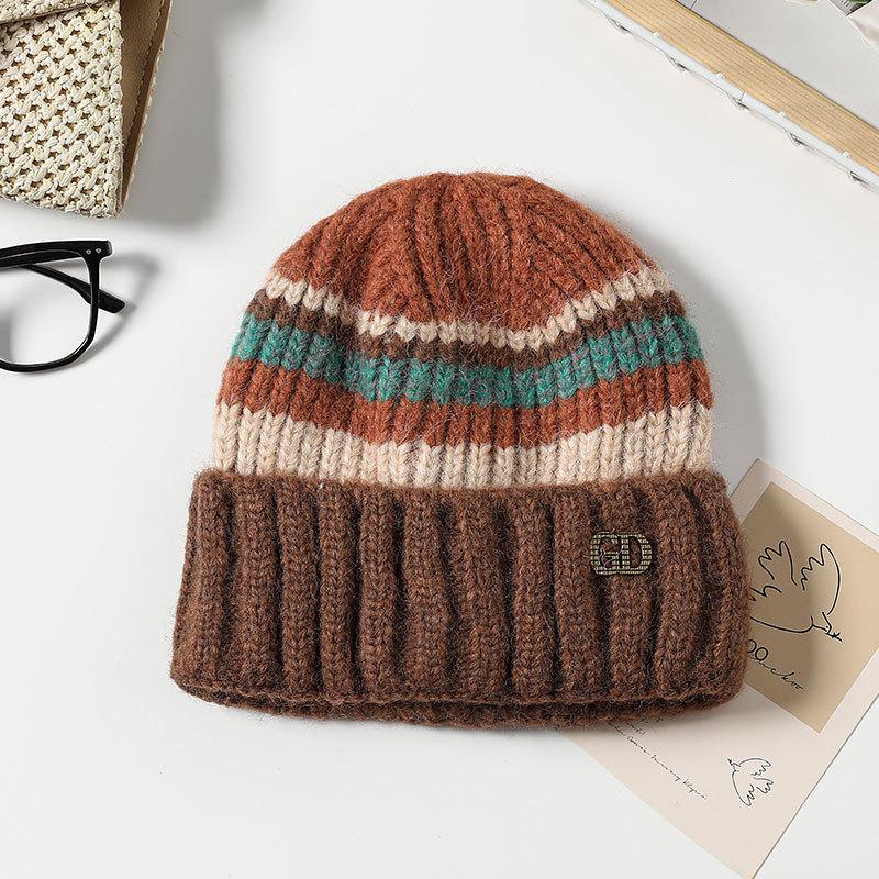 Knitted Warm Hat Ladies Pullover Ear Protector Confinement Windproof Hat Outdoor Cycling Sports Wool Hat Tide