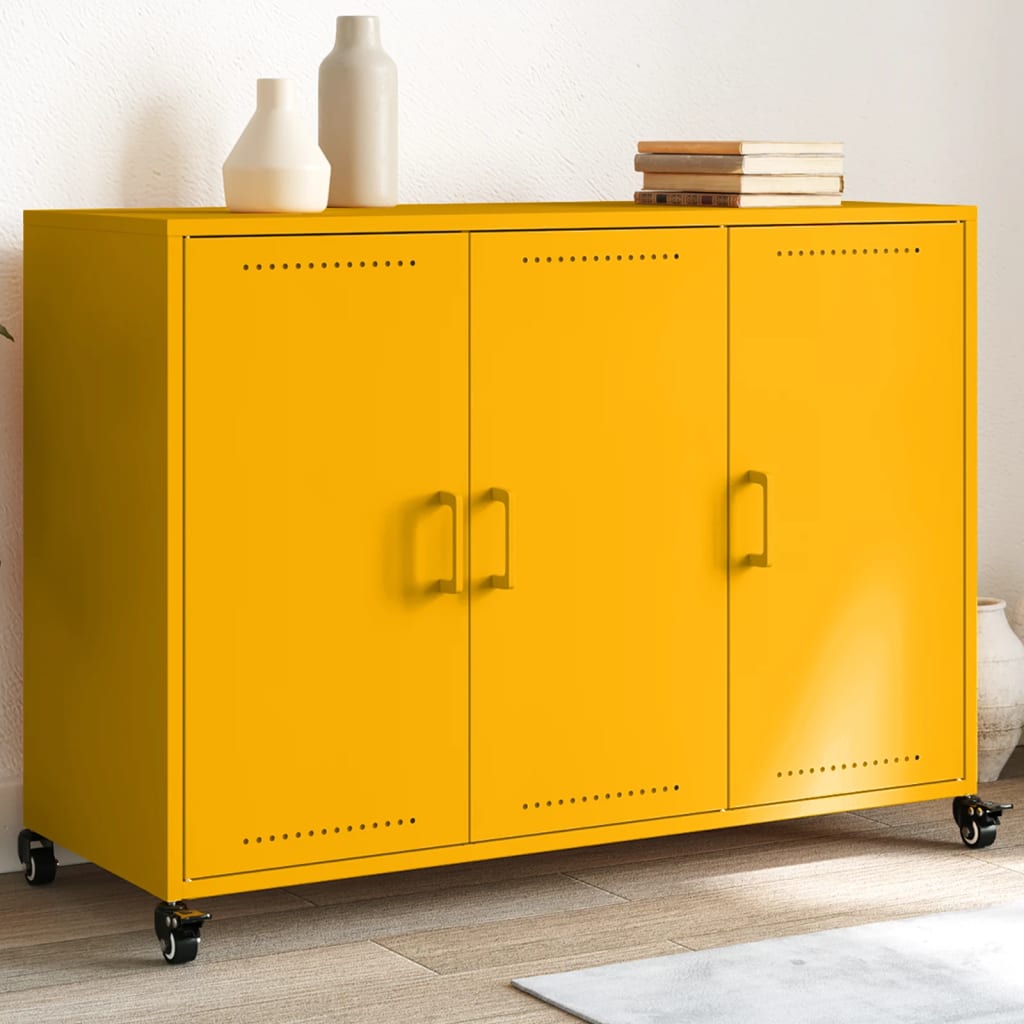 Sideboard Mustard Yellow 100.5 X 39 X 72 Cm Steel