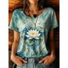 Women's Yellow Tie-Dye Sunflower Butterfly Print Round Neck T-Shirt Short Sleeve Casual Tops for Spring Summer
